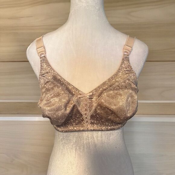 Bali Double‎ Support Wireless Full Coverage Bra 3820 38C Pink Chic Lace Print - Picture 1 of 11